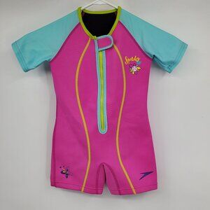 Speedo Kids Begin To Swim UV Thermal Girl's Pink One Piece Wetsuit Swimsuit 4T